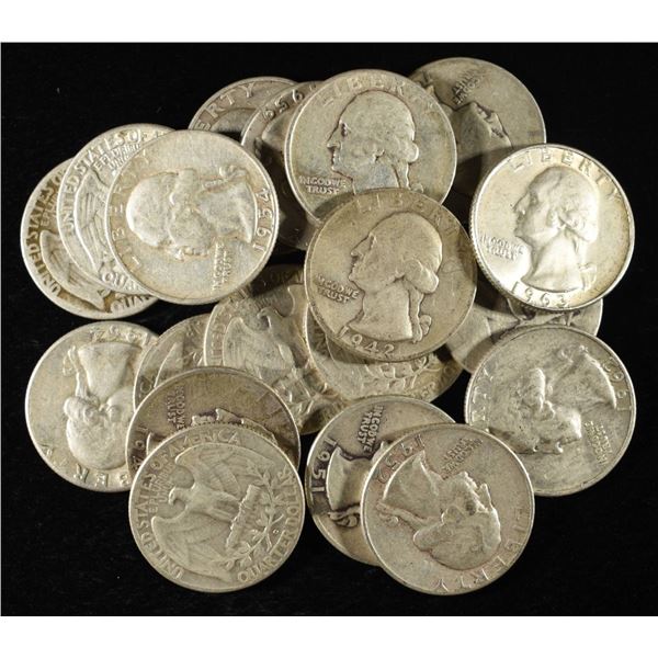 (20) 90% SILVER WASHINGTON QUARTERS