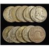 Image 1 : (10) 90% SILVER FRANKLIN HALF DOLLARS