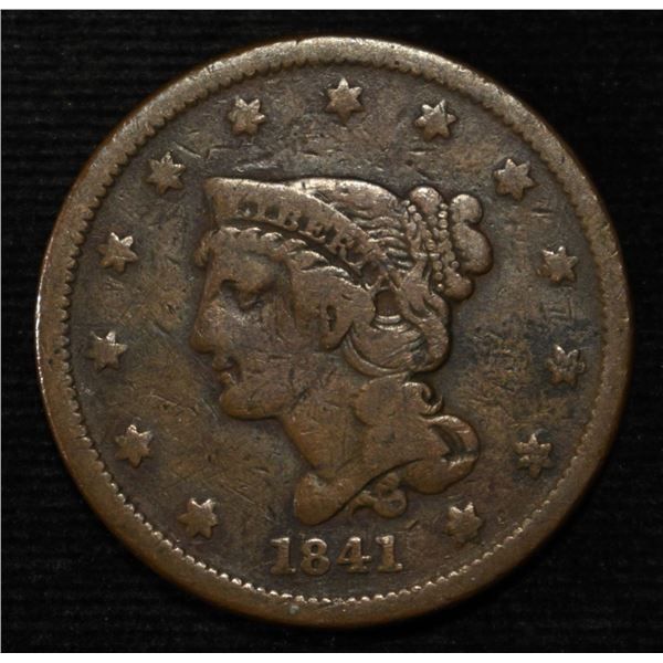 1841 BRAIDED HAIR LARGE CENT FINE