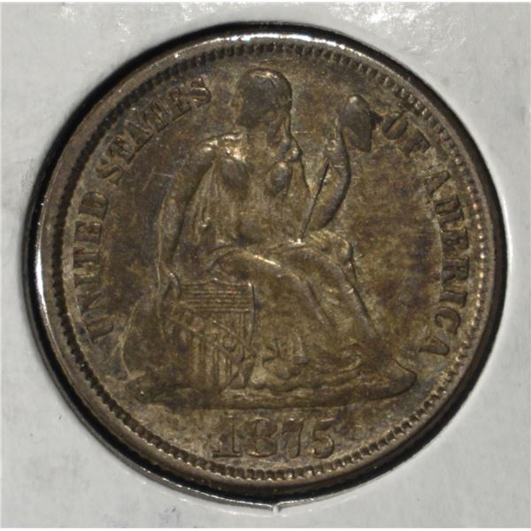 1875 LIBERTY SEATED DIME LOVELY ORIG UNC