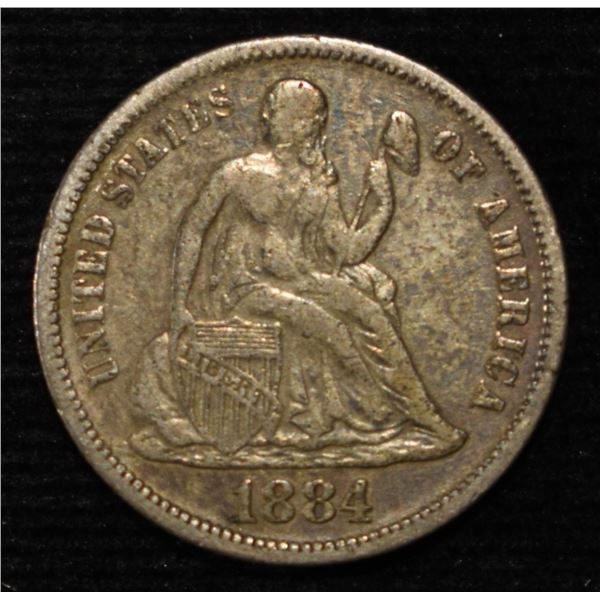 1884-S LIBERTY SEATED DIME XF