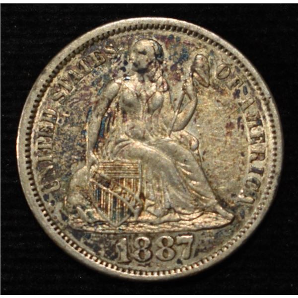 1887-S LIBERTY SEATED DIME NICE ORIG AU/UNC
