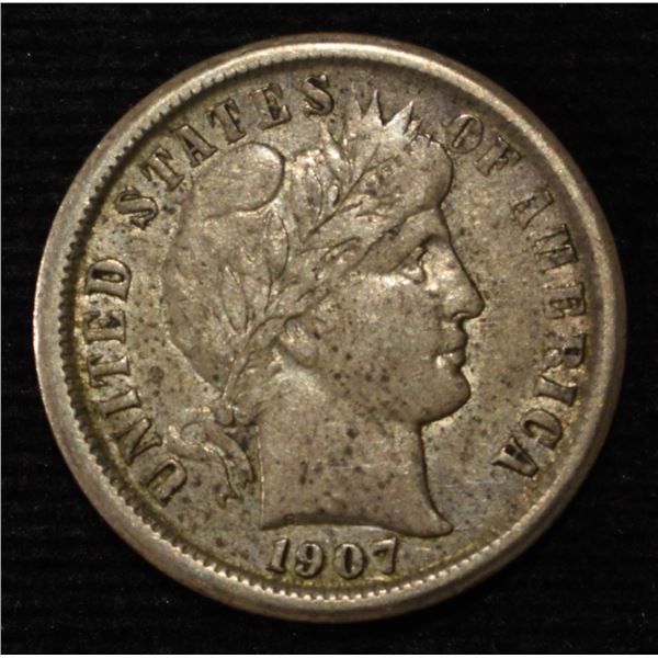 1907-O BARBER DIME CH AU