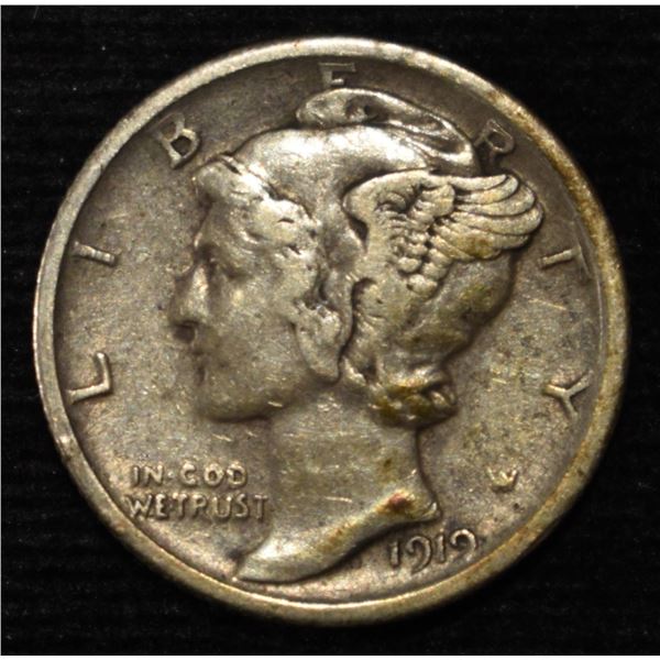 1919-S MERCURY DIME AU