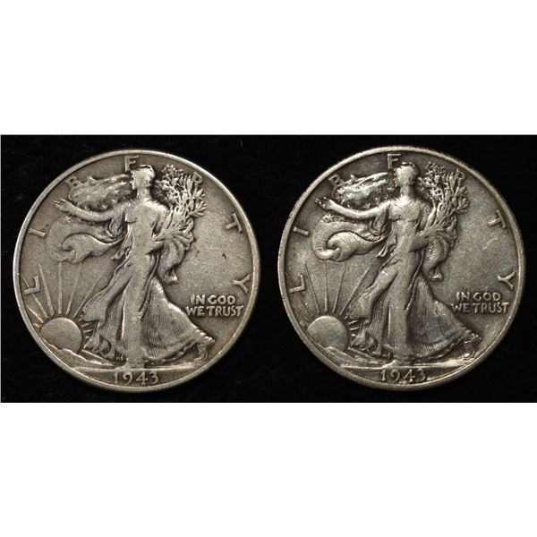 1943-P&S WALKING LIBERTY HALF DOLLARS