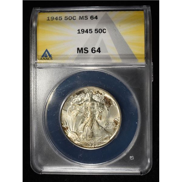 1945 WALKING LIBERTY HALF ANACS MS-64