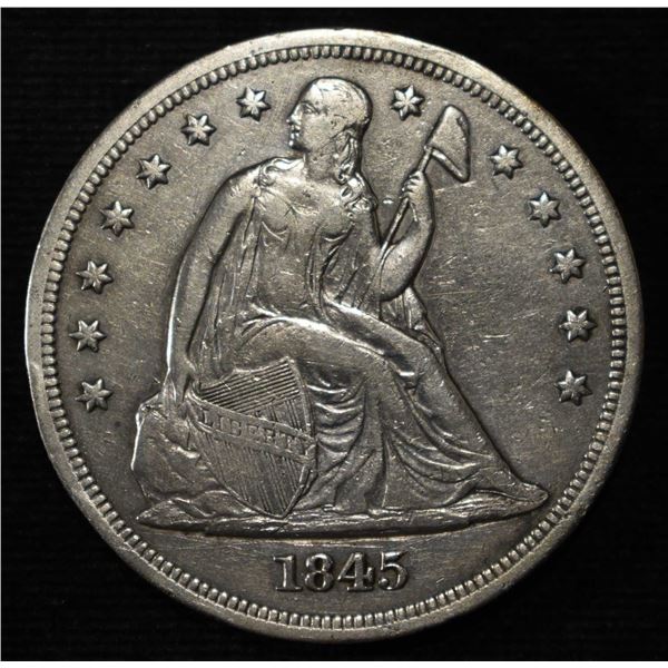 1845 LIBERTY SEATED DOLLAR AU
