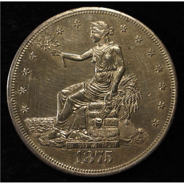 1875-CC TRADE DOLLAR AU/BU