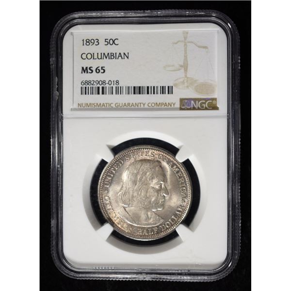 1893 COLUMBIAN COMMEM HALF NGC MS-65