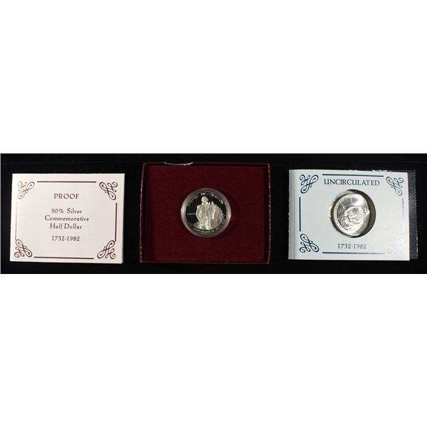 1982 PROOF & UNC 50C COMMEM