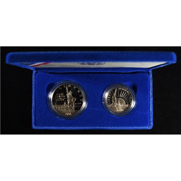 1986-S $1 & 50C COMMEMS STATUE OF LIBERTY