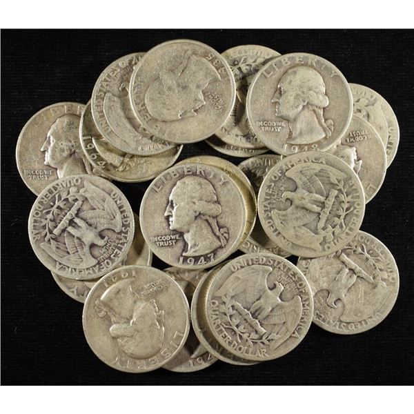 (20) 90% SILVER WASHINGTON QUARTERS