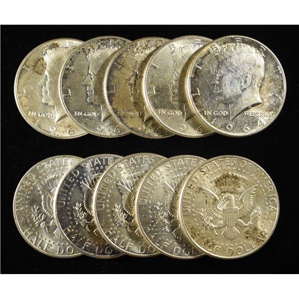 (10) 90% SILVER KENNEDY HALF DOLLARS