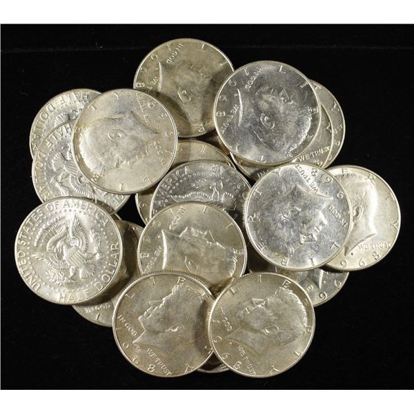 (20) 40% SILVER KENNEDY HALF DOLLARS