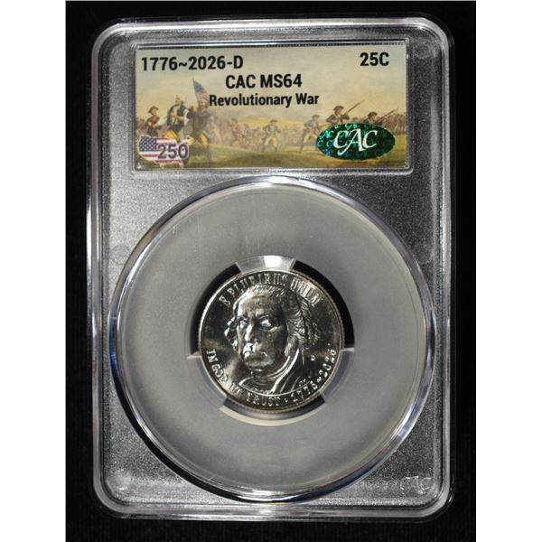 1776-2026-D REVOLUTIONARY WAR QUARTER CAC MS-64