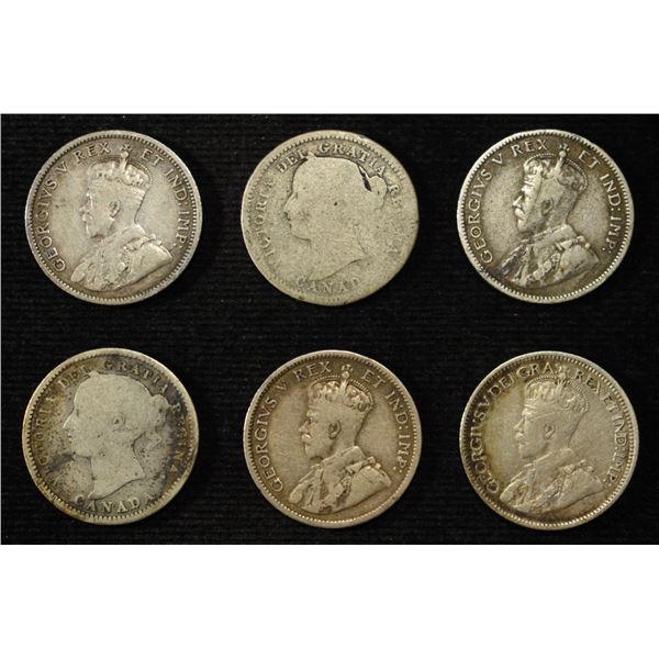 (6) 92.5% SILVER CANADIAN 10 CENTS
