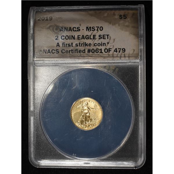 2019 $5 AMERICAN GOLD EAGLE ANACS MS70
