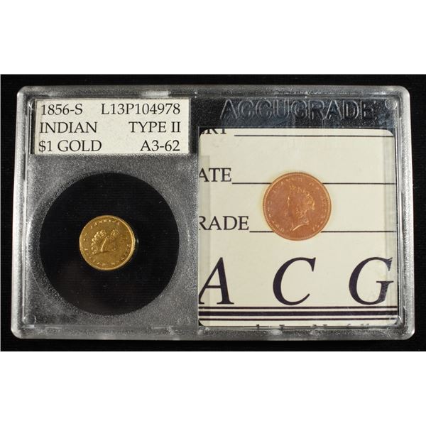 1856-S $1 TYPE-2 GOLD ACCUGRADE BU