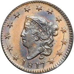 1817 N-12 R3. Wright Plate Coin PCGS graded MS63 Brown