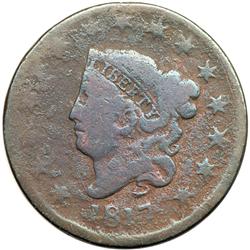 1817 N-16 R1 AG3. 15-Star Obverse. Rotated Reverse