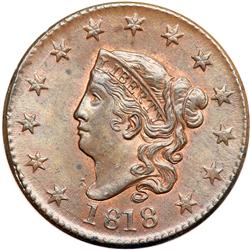 1818 Coronet Head 1C PCGS MS64 BR