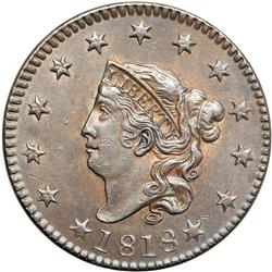1818 Coronet Head 1C PCGS MS62 BR
