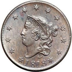 1818 Coronet Head 1C PCGS MS63 BR