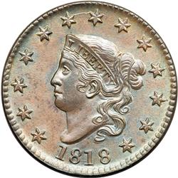 1818 Coronet Head 1C PCGS MS61 BR