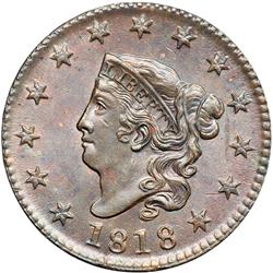 1818 Coronet Head 1C PCGS MS64 BR