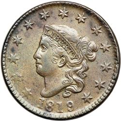 1819/8 N-1 R1+ VF35. Overdate 9 over 8.