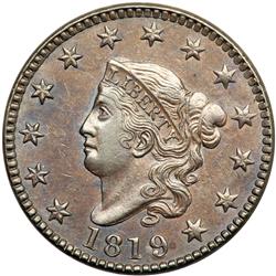 1819 Coronet Head 1C PCGS AU58