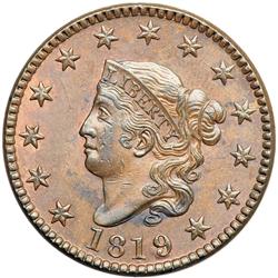 1819 Coronet Head 1C PCGS MS62 BR