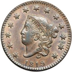 1819 Coronet Head 1C PCGS MS62 BR
