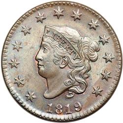 1819 Coronet Head 1C PCGS MS64 BR