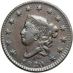 1820/19 N-3 R2 EF40. Small Overdate 20 over 19.