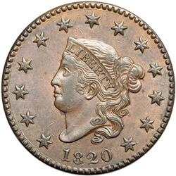 1820 Coronet Head 1C PCGS MS62 BR