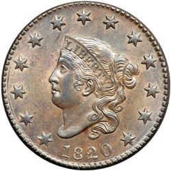 1820 Coronet Head 1C PCGS MS62 BR