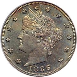 1886 Liberty 5C PCGS Proof 64