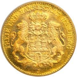 German States - Hamburg. 5 Marks, 1877-J