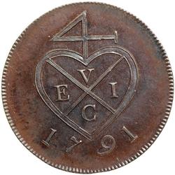 British India. 1 1/2 Pice (6 Reas), 1791