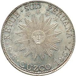 1189- Peru - South Peru. Specimen 8 Reales, 1837-BA (Cu