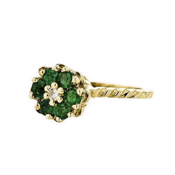 14K Yellow Gold 0.60ct Emerald & 0.03ctw Diamond R