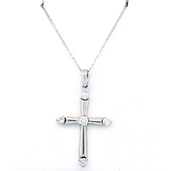 14K White Gold 0.40ct Diamond Cross Pendant