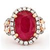 Image 1 : 18K Rose Gold 7.68ct Ruby & 1.61ct Diamond Ring