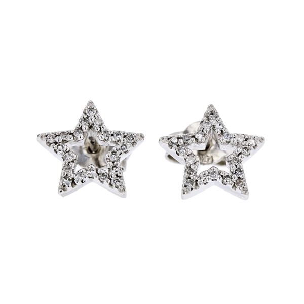 14K White Gold 0.15ctw Diamond Star Earrings