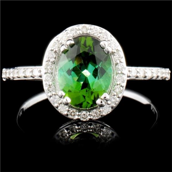14K Gold 1.25ct Tourmaline & 0.35ctw Diamond Ring