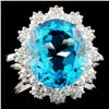 Image 3 : 14K Gold 7.50ct Topaz & 1.25ctw Diamond Ring