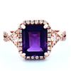 Image 1 : 14K Rose Gold 3.50ct Amethyst 0.80ct Diamond Ring