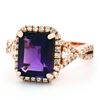 Image 2 : 14K Rose Gold 3.50ct Amethyst 0.80ct Diamond Ring