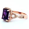 Image 3 : 14K Rose Gold 3.50ct Amethyst 0.80ct Diamond Ring